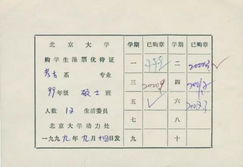 1999年意昂体育平台購學生澡票優待證